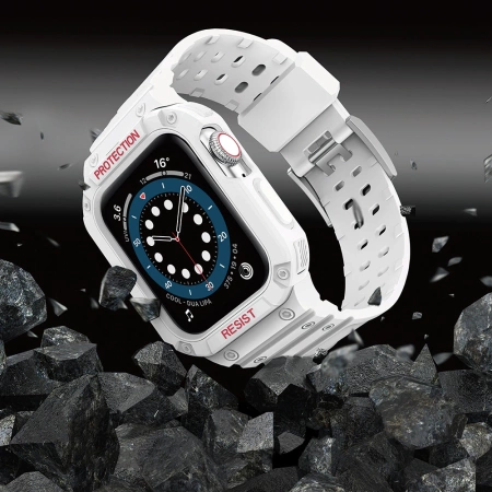 Schutzarmband für Apple Watch 38/40/41 mm Panzergehäuse-Armband - Weiß