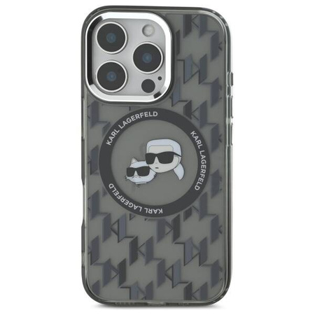 Karl Lagerfeld nakładka do iPhone 16 Pro 6,3&quot; KLHMP16LHMCKMHK czarna Hardcase IML Monogram Karl&Choupette Head MagSafe