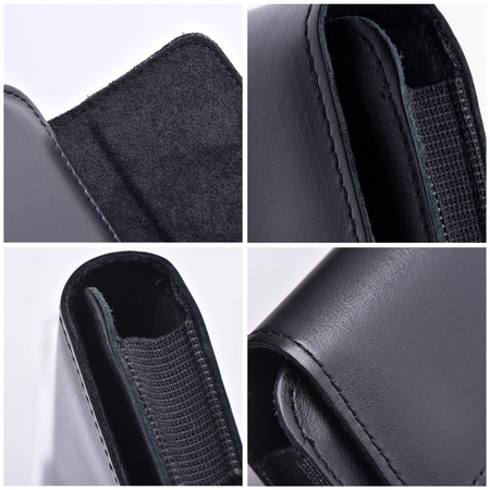 Skórzana uniwersalna kabura pozioma do paska - ROYAL / czarny - Rozmiar 2XL - do SAMSUNG A21s / S20 ULTRA / S21 ULTRA / A70 / A71 / XIAOMI REDMI 9 / HUAWEI P SMART PRO