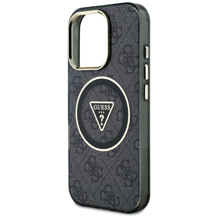 GUESS futerał do IPHONE 16 Pro kompatybilny z MagSafe GUHMP16LHG4PRTGK (IML Metal Glitter 4G Circle Triangle) czarny