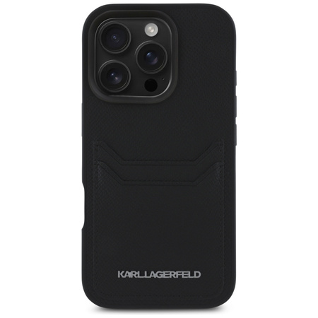 Original Case IPHONE 16 PRO Karl Lagerfeld HC Grained PU Cardslot Metal Elong black