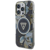 Schutzhülle IPHONE 16 PRO Guess Glitter Flowers Triangle Buttons MagSafe schwarz