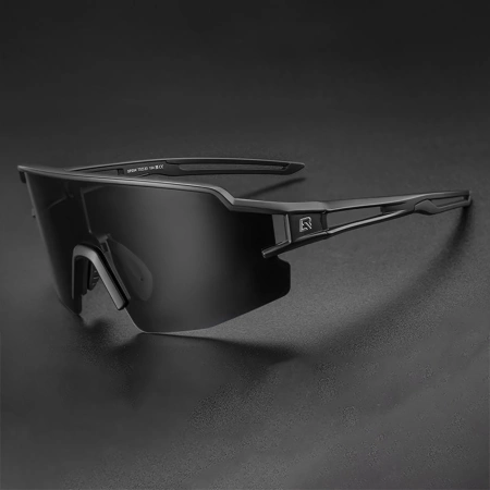 Rockbros Polarisierte Fahrradbrille mit UV-Schutz und Korrektureinsatz 14120008006 Graue Gläser - Schwarz