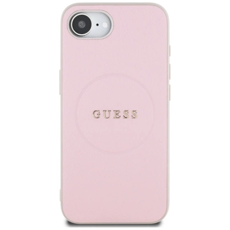Etui Guess Grained Ring MagSafe na iPhone 16e - różowe