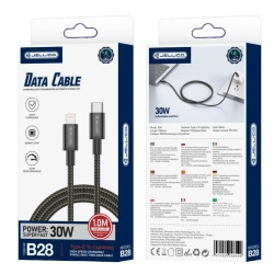 JELLICO Kabel B28 USB-C - Lightning PD 30W 1M schwarz
