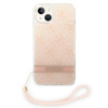 Original Handyhülle IPHONE 14 PLUS Guess Hardcase 4G Print Strap (GUOHCP14MH4STP) rosa