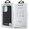 Original Handyhülle IPHONE 16 PRO MAX Karl Lagerfeld Saffiano Full Wrapped Elongated Metal Logo MagSafe schwarz
