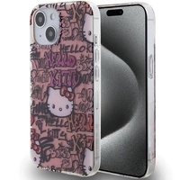 Etui Hello Kitty IML Tags Graffiti na iPhone 15 - różowe