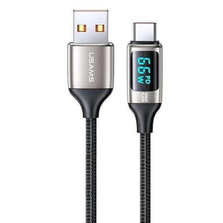 USAMS Braided cable U78 USB-C 1.2m LED 6A Fast Charging white/white SJ544USB02 (US-SJ544)