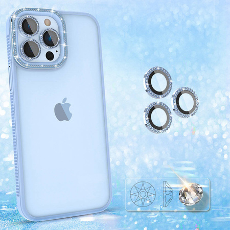 Kingxbar Sparkle Series etui iPhone 13 Pro Max z kryształami obudowa pokrowiec na tył plecki niebieski