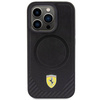 Etui Ferrari Carbon Metal Logo MagSafe na iPhone 15 Pro - czarne