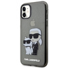 Original Handyhülle IPHONE 11 / XR Karl Lagerfeld Hardcase Gliter Karl&Choupette (KLHCN61HNKCTGK) schwarz