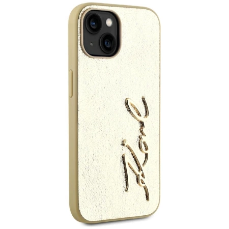 Karl Lagerfeld Wrinkled Metal Signature iPhone 15 Hülle - Gold
