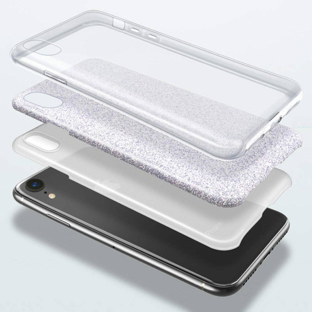 Nakładka Glitter 3w1 do Samsung A35 5G srebrna
