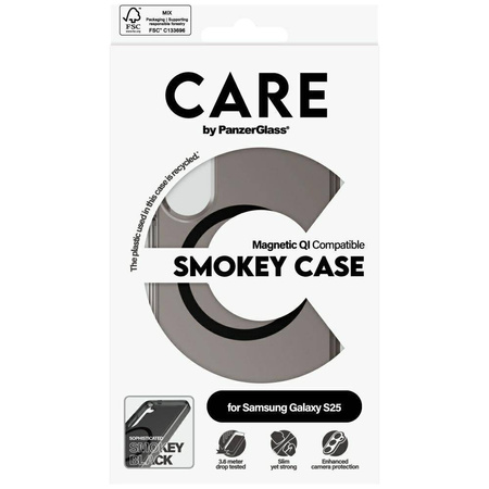 Etui CARE by PanzerGlass Flagship Urban Combat Black QI do Samsung Galaxy S25 - półprzezroczysty dymny