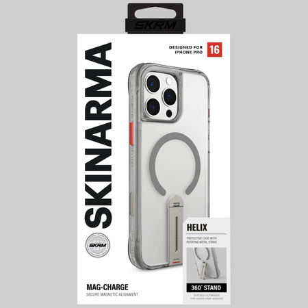 Etui Skinarma Helix do iPhone 16 Pro Magnetic Charging 360 Rotating Stand titanium