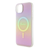 Oryginalne Etui APPLE IPHONE 15 PLUS Guess Hardcase IML Iridescent MagSafe (GUHMP15MHITSP) różowe