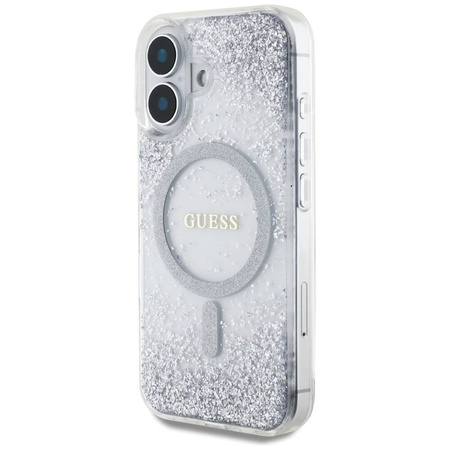 Etui IPHONE 16 Guess HC Resin Bottom Glitter srebrne