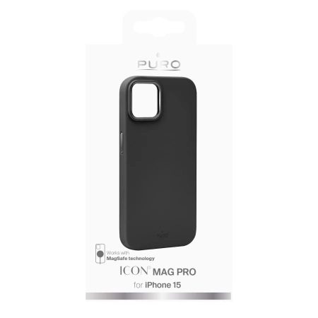 Etui silikonowe Puro Icon Mag Pro MagSafe do iPhone 15 - czarne