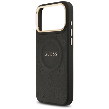 Guess Peony Hot Stamp MagSafe Case für iPhone 17 Pro Max - Schwarz