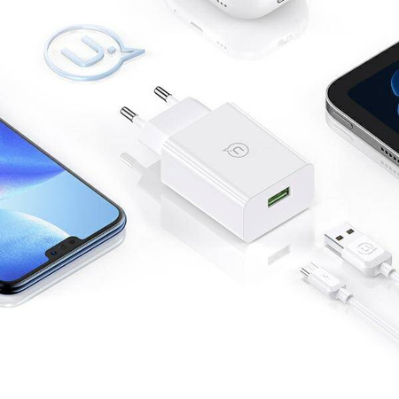 USAMS Zestaw szybkiego ład. Micro 2a 1m Fast Charging biały/white SC series(CC083)