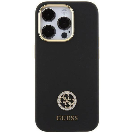 Oryginalne Etui APPLE IPHONE 15 PRO MAX Guess Hardcase Silicone Logo Strass 4G (GUHCP15XM4DGPK) czarne