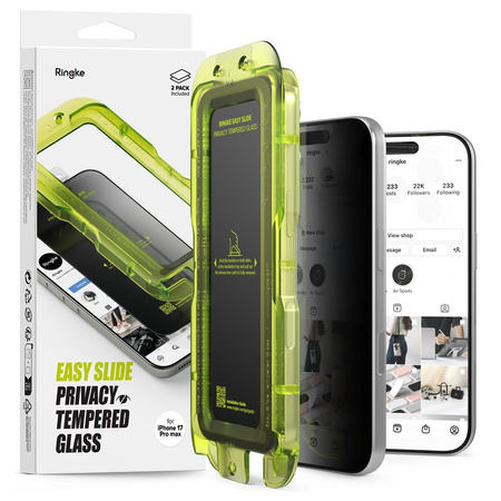 SZKŁO PRYWATYZUJĄCE RINGKE EASY SLIDE 2-PACK IPHONE 17 PRO MAX PRIVACY