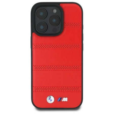 Original Handyhülle IPHONE 16 PRO MAX BMW Hardcase M Perforated & Stitched Line MagSafe (BMHMP16X23PUSPR) rot