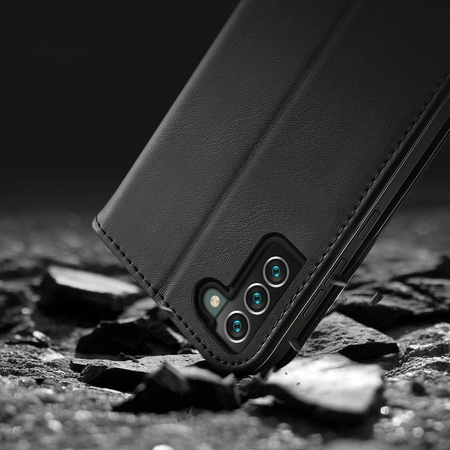 Dux Ducis Hivo skórzane etui z klapką pokrowiec ze skóry naturalnej portfel na karty i dokumenty Samsung Galaxy S22+ (S22 Plus) niebieski