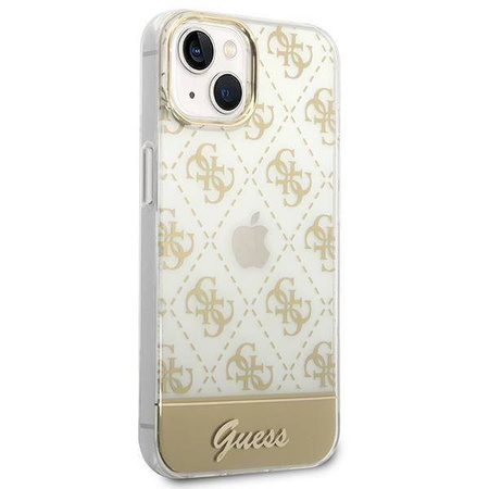 Oryginalne Etui IPHONE 14 PLUS Guess Hardcase 4G Pattern Script złote