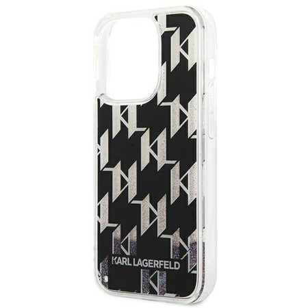 Oryginalne Etui IPHONE 14 PRO Karl Lagerfeld Hardcase Liquid Glitter Monogram (KLHCP14LLMNMK) czarne