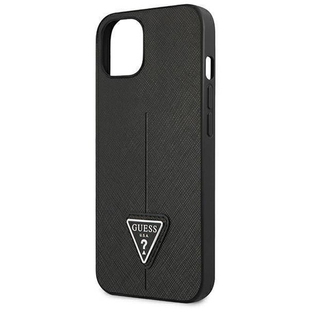 Guess GUHCP13SPSATLK iPhone 13 mini 5,4 &quot;schwarz / schwarzes Hardcase SaffianoTriangle Logo