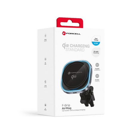 FORCELL F-GRIP Air Mag (F-07) Qi2 uchwyt z ładowaniem indukcjnym do kratki kompatybilny z MagSafe srebrny