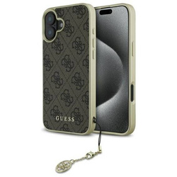 Original Handyhülle IPHONE 16 PLUS Guess Hardcase 4G Charms Collection (GUHCP16MGF4GBR) braun