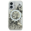 Original Handyhülle IPHONE 16 Guess Hardcase Liquid Glitter Flower MagSafe (GUHMP16SLFMWTE) beige
