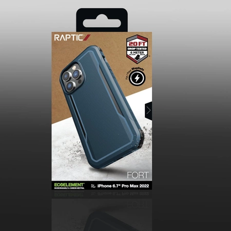 Raptic X-Doria Fort Case iPhone 14 Pro Max mit gepanzerter blauer MagSafe-Hülle