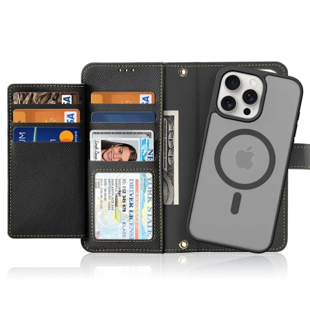 Etui skórzane Dux Ducis Lawa na iPhone 15 Pro Max - czarne