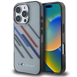Oryginalne Etui IPHONE 16 PRO BMW Hardcase Motosport IML Random Stripes (BMHCP16L23HTRAG) szare