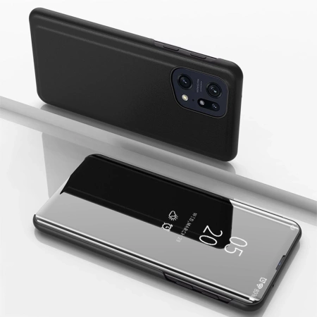 Clear View Case Hülle für Oppo Find X5 Pro Hülle mit Klappe schwarz