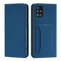 Magnet Kartenetui für Samsung Galaxy A12 5G Tasche Brieftasche Kartenhalter Blau