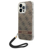 Original Handyhülle IPHONE 14 PRO Guess Hardcase 4G Print Strap (GUOHCP14LH4STW) braun