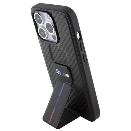BMW Grip Stand Smooth & Carbon Hülle für iPhone 15 Pro – schwarz