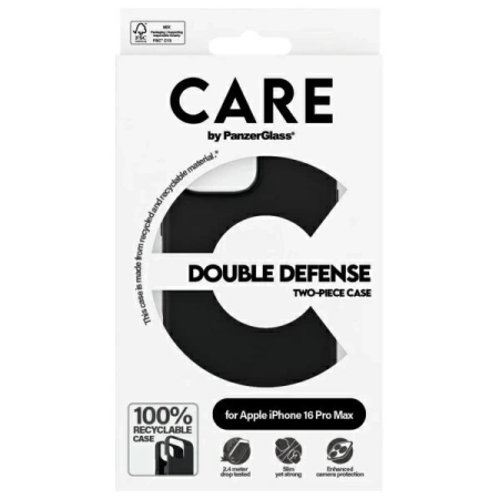 CARE by PanzerGlass Feature Double Defense Case für iPhone 16 Pro – Schwarz