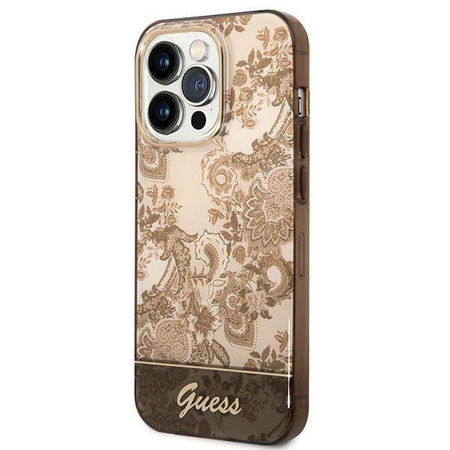 Guess Porcelain Collection - Etui iPhone 14 Pro (ochre)