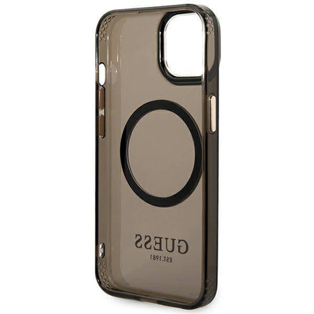 Guess Gold Outline Translucent MagSafe - Etui iPhone 14 (czarny)