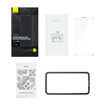 Baseus Full Screen Tempered Glass for iPhone 14 Pro with Speaker Cover 0.3mm + Mounting Frame