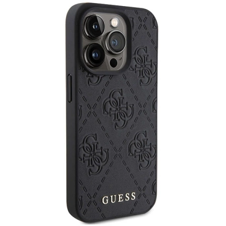 Etui Guess Leather 4G Stamped na iPhone 15 Pro Max - czarne