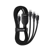 Kabel 3w1 Baseus Flash Series 3 100W USB-C - USB-C+USB-C+Lightning 1,5m + 3 x 0,25 m - czarny