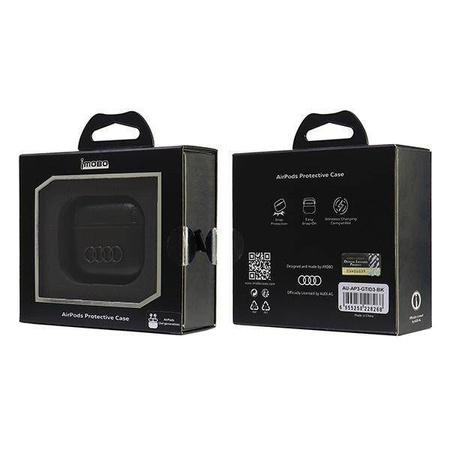 Original Case APPLE AIRPODS 3 Audi Leather Big Logo Cover (AU-AP3-GT/D3-BK) black