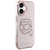Oryginalne Etui IPHONE 16 Karl Lagerfeld Hardcase IML Rhinestones Karl Head różowe
